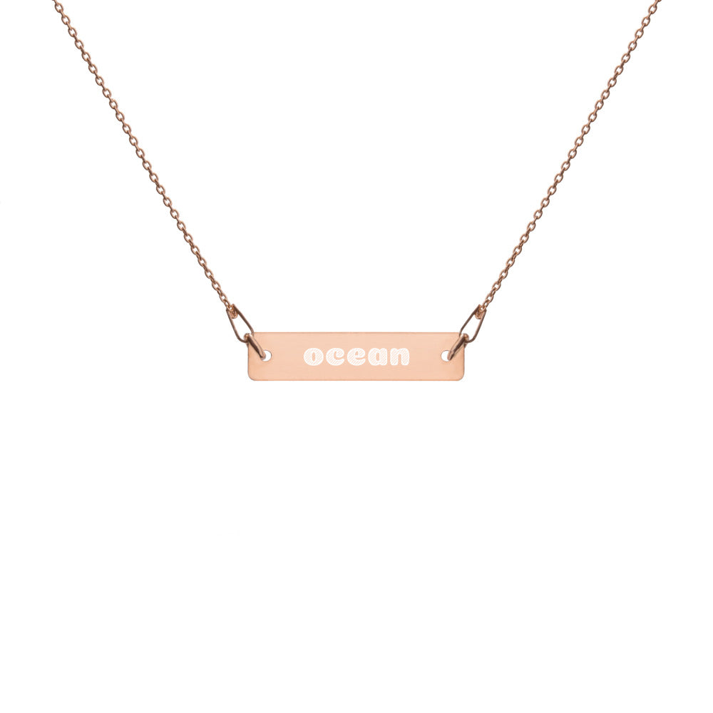 "ocean" Engraved Bar Chain Necklace
