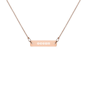 "ocean" Engraved Bar Chain Necklace